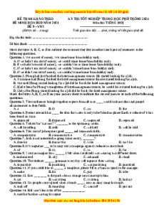 Đề Tốt nghiệp Tiếng Anh 2024 theo đề tham khảo (Đề 9)