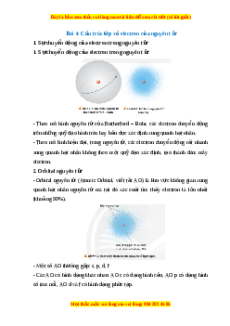 Lý thuyết Cấu trúc lớp vỏ electron của nguyên tử Hóa học 10 Chân trời sáng tạo