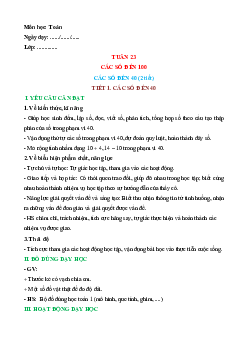 Giáo án Các số đến 40 Toán lớp 1 Chân trời sáng tạo