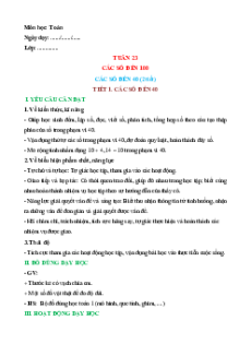 Giáo án Các số đến 40 Toán lớp 1 Chân trời sáng tạo