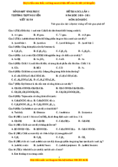 Đề thi thử Hóa Học trường Nguyễn Viết Xuân năm 2021