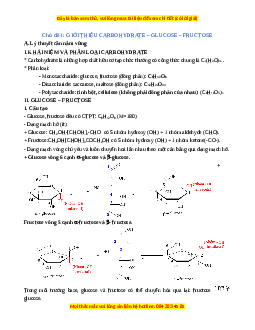 Chuyên đề dạy thêm Chủ đề 1: Giới thiệu carbohydrate - Glucose - Fructose Hóa học 12 (sách mới)