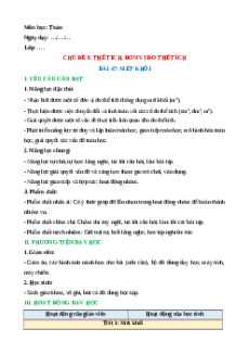 Giáo án Mét khối Toán lớp 5 Kết nối tri thức