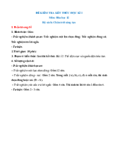 Bộ 6 đề thi Cuối kì 1 Hóa học 12 Chân trời sáng tạo cấu trúc mới có đáp án