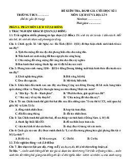Bộ đề thi Cuối kì 1 Lịch sử&Địa Lý 9 Chân trời sáng tạo Cấu trúc mới