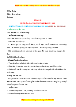 Giáo án Phép cộng (có nhớ) trong phạm vi 1000 Toán lớp 2 Cánh diều