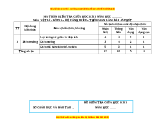 Đề thi giữa kì 2 Vật lí 11 Cánh diều (Đề 1)