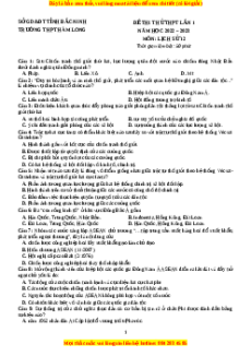 Đề thi thử Lịch sử trường Hàm Long - Bắc Ninh lần 1 năm 2023