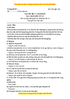 Giáo án chuyên đề Phân bón vô cơ Hóa 11 Cánh diều