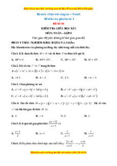 Đề thi giữa kì 1 Toán 8 Chân trời sáng tạo (đề 8)
