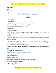 Giáo án Số bị trừ - Số trừ - Hiệu Toán 2 Chân trời sáng tạo