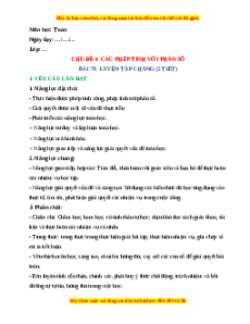 Giáo án Luyện tập chung Toán lớp 4 Cánh diều