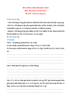 Đề cương ôn tập Giữa kì 2 Khoa học tự nhiên 9 Chân trời sáng tạo