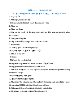 Giáo án Nghe và nhận biết tính thuyết phục của một ý kiến Ngữ Văn 9 Cánh diều