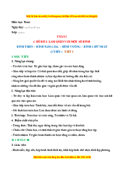 Giáo án Hình tròn. Hình tam giác. Hình vuông. Hình chữ nhật Toán lớp 1 Chân trời sáng tạo