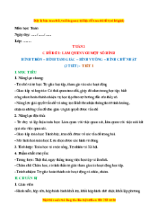 Giáo án Hình tròn. Hình tam giác. Hình vuông. Hình chữ nhật Toán lớp 1 Chân trời sáng tạo