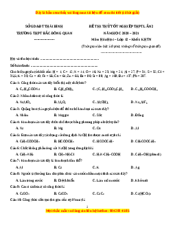 Đề thi thử Hóa Học trường Bắc Đông Quan năm 2021