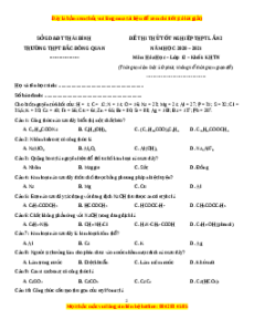 Đề thi thử Hóa Học trường Bắc Đông Quan năm 2021