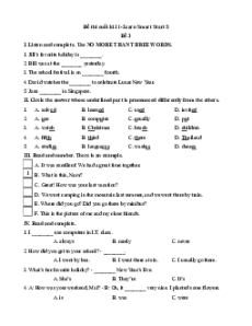 Đề thi Cuối kì 1 Tiếng Anh lớp 5 i-Learn Smart Start (Đề 3 kèm file nghe)