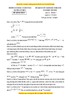 Đề thi HSG Toán 7 năm 2024 trường THCS Lệ Thủy - Quảng Bình