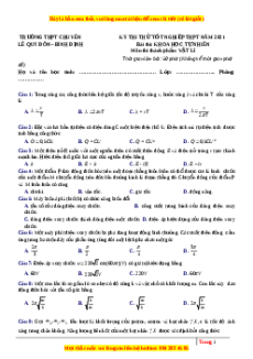 Đề thi thử Vật Lí trường Chuyên Lê Quý Đôn năm 2021