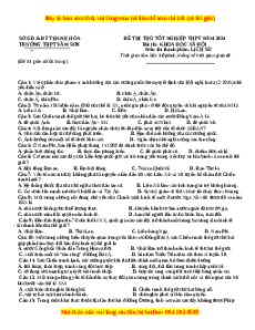 Đề thi thử tốt nghiệp Lịch sử trường THPT Sầm Sơn lần 1 năm 2024
