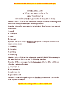 Đề thi giữa kì 2 Tiếng Anh 12 trường THPT Phan Ngọc Hiển năm 2023