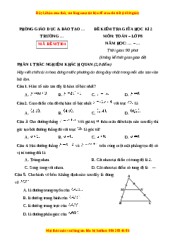 Đề thi giữa kì 2 Toán 8 Chân trời sáng (Đề 4)