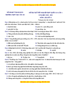Đề thi thử Lịch sử trường Chu Văn An - Thanh Hóa lần 1 năm 2023