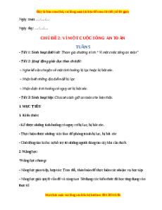Giáo án Chủ đề 2 HĐTN lớp 2 Chân trời sáng tạo: Vì một cuộc sống an toàn