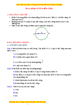 Chuyên đề Hình có tâm đối xứng Toán 6 Cánh diều