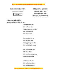 Đề thi giữa kì 1 Ngữ Văn lớp 7 Cánh diều có đáp án (Đề 6)