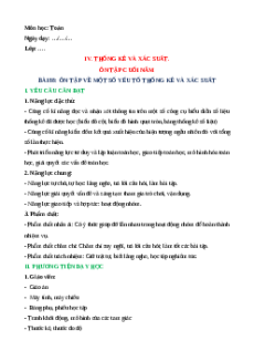 Giáo án Ôn tập về một số yếu tố thống kê và xác suất Toán lớp 5 Cánh diều