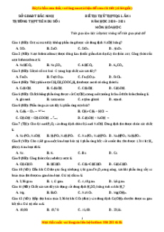 Đề thi thử Hóa Học trường Tiên Du năm 2021