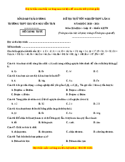 Đề thi thử Hóa Học trường Chuyên Nguyễn Trãi lần 2 năm 2021