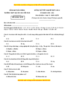Đề thi thử Hóa Học trường Chuyên Nguyễn Trãi lần 2 năm 2021