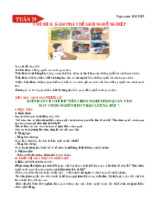 Giáo án Hoạt động trải nghiệm 9 Chủ đề 8: Khám phá thế giới nghề nghiệp