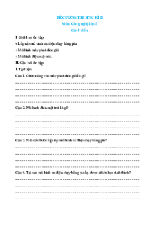 Đề cương ôn tập Cuối kì 2 Công nghệ lớp 5 Cánh diều