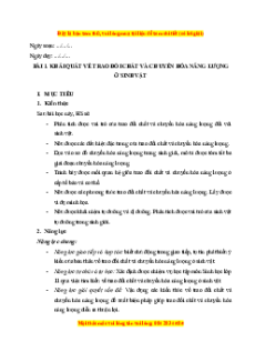 Giáo án Khái quát về trao đổi chất và chuyển hóa năng lượng ở sinh vật Sinh học 11 Chân trời sáng tạo