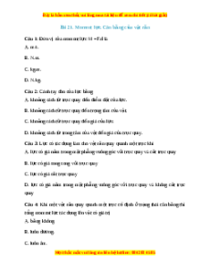 Trắc nghiệm Moment lực. Cân bằng của vật rắn Vật lí 10 Kết nối tri thức