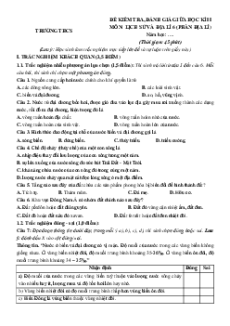 Bộ đề thi giữa kì 2 Địa lí 6 Chân trời sáng tạo Cấu trúc mới