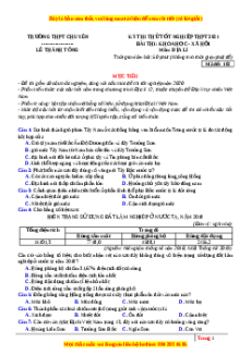 Đề thi thử Địa Lí trường Chuyên Lê Thánh Tông lần 1 năm 2021