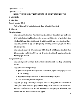 Giáo án Bài 32 Sinh học 12 Kết nối tri thức: Thực hành
