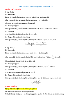 Chuyên đề Cấp số cộng và cấp số nhân (Ôn thi Tốt nghiệp Toán 2025)