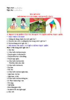 Giáo án Bài mở đầu: Nội dung và cấu trúc sách ngữ văn 7 Cánh diều