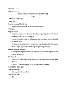 Giáo án Ôn tập chủ đề Thực vật và động vật Khoa học lớp 5 Cánh diều
