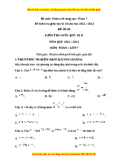 Đề thi giữa học kì 2 Toán 7 Chân trời sáng tạo có đáp án (Đề 8)