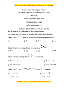 Đề thi giữa học kì 2 Toán 7 Chân trời sáng tạo có đáp án (Đề 8)