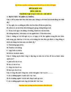 Đề thi GDCD 6 cuối kì 2 THCS Chu Văn An - Đề 3 có đáp án