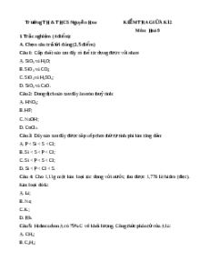 Đề thi giữa kì 2 Hóa 9 trường THCS Nguyễn Hoa năm 2023